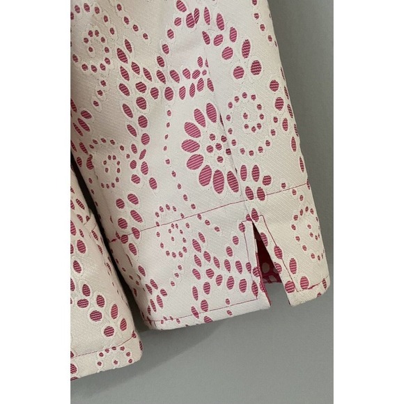 Bob Mackie Wearable Art Floral Eyelet Jacket Women's L Collared Full Zip Preppy - Picture 6 of 8